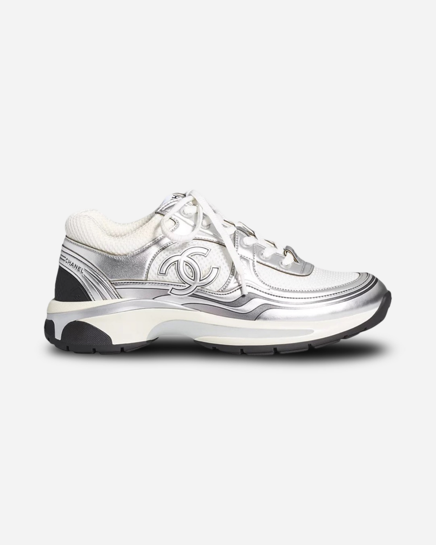 Chanel CC Logo Sneaker 'White Silver'