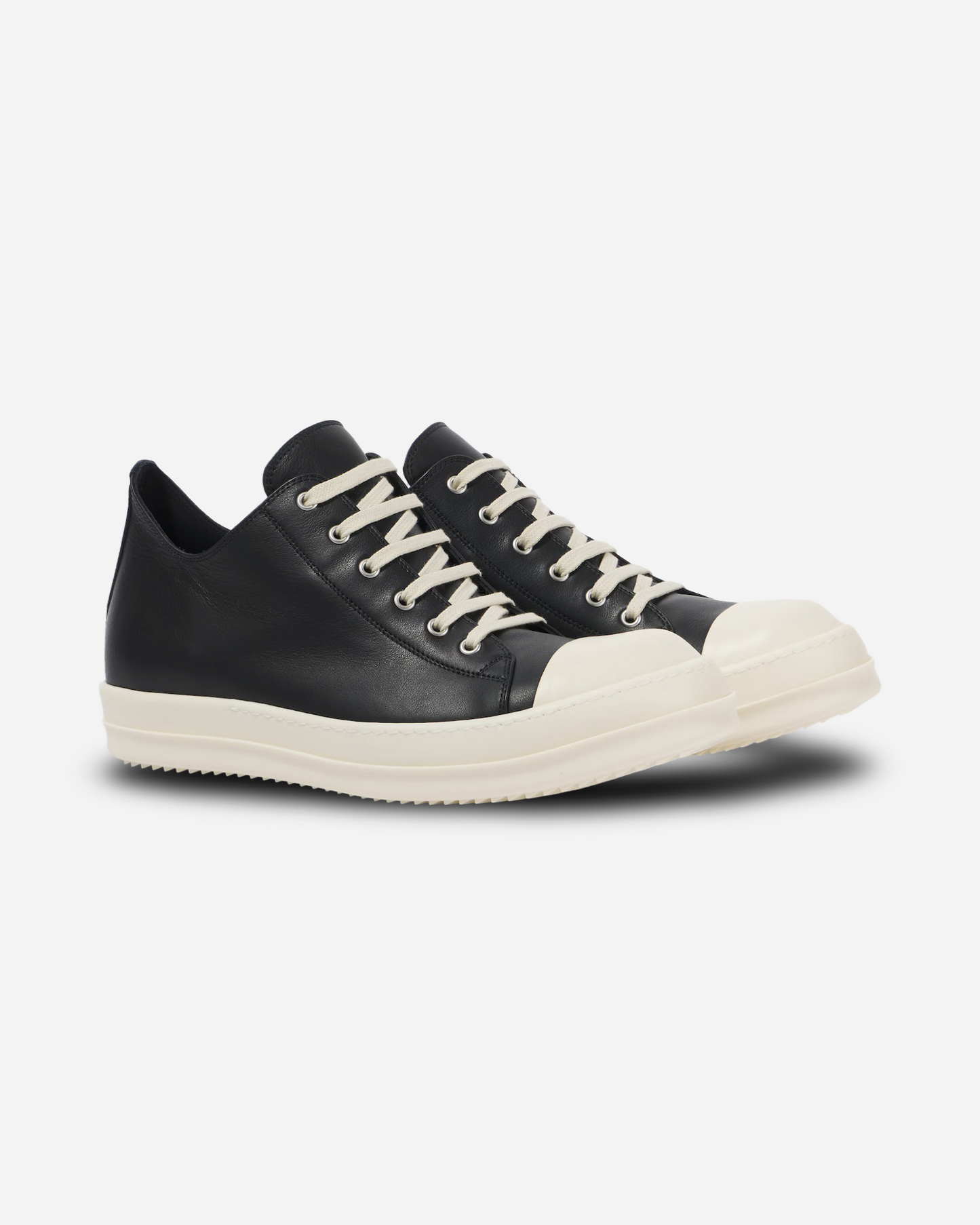 Rick Owens Mens Porterville Sneaks Low Top Leather Sneakers 'Black'