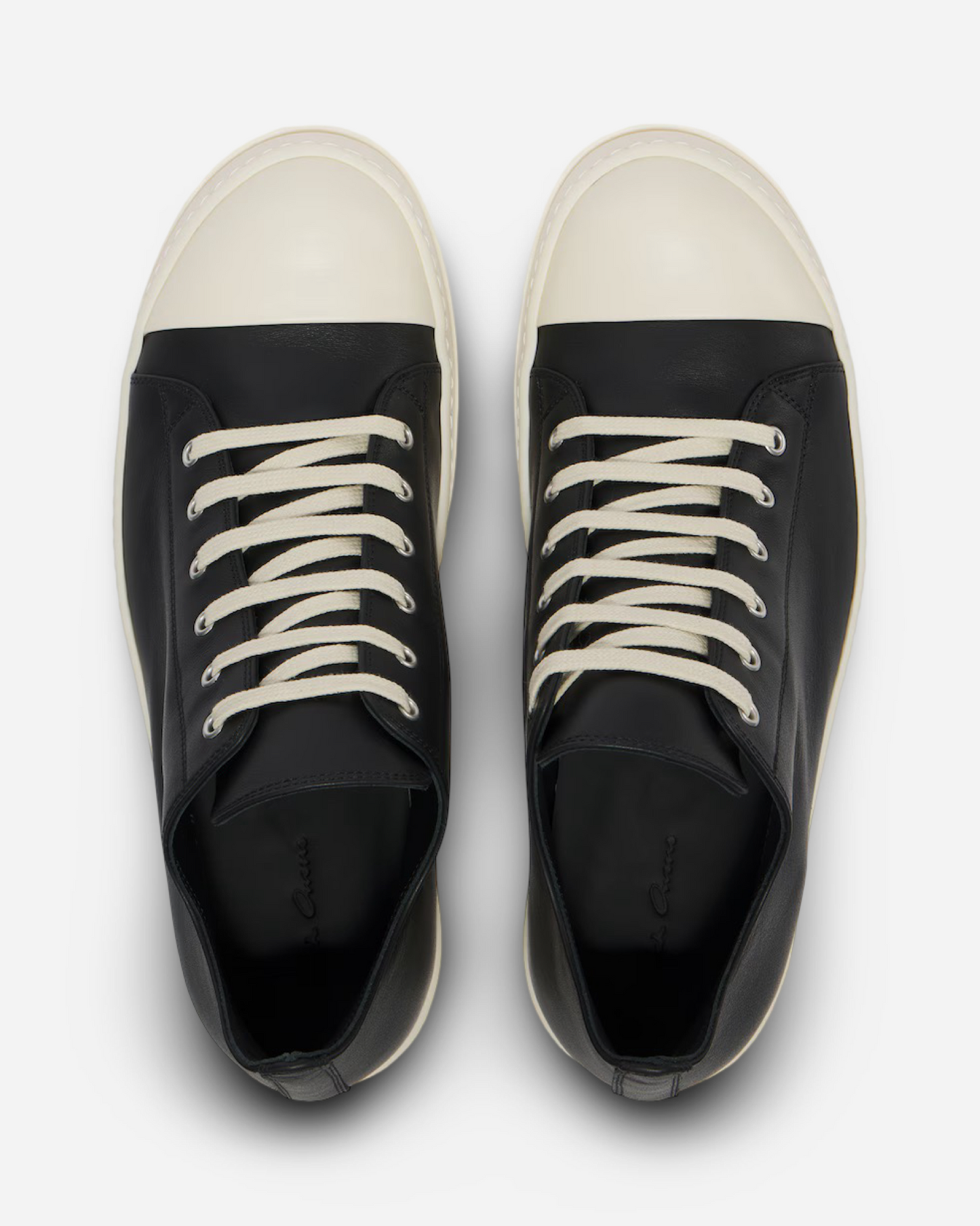 Rick Owens Mens Porterville Sneaks Low Top Leather Sneakers 'Black'