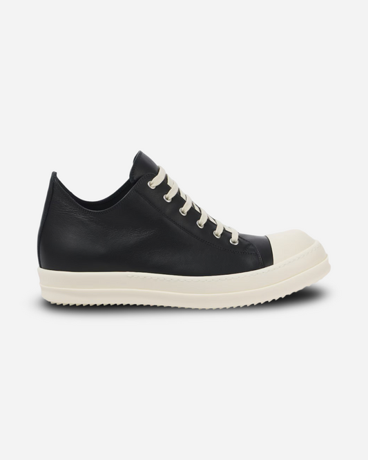 Rick Owens Mens Porterville Sneaks Low Top Leather Sneakers 'Black'