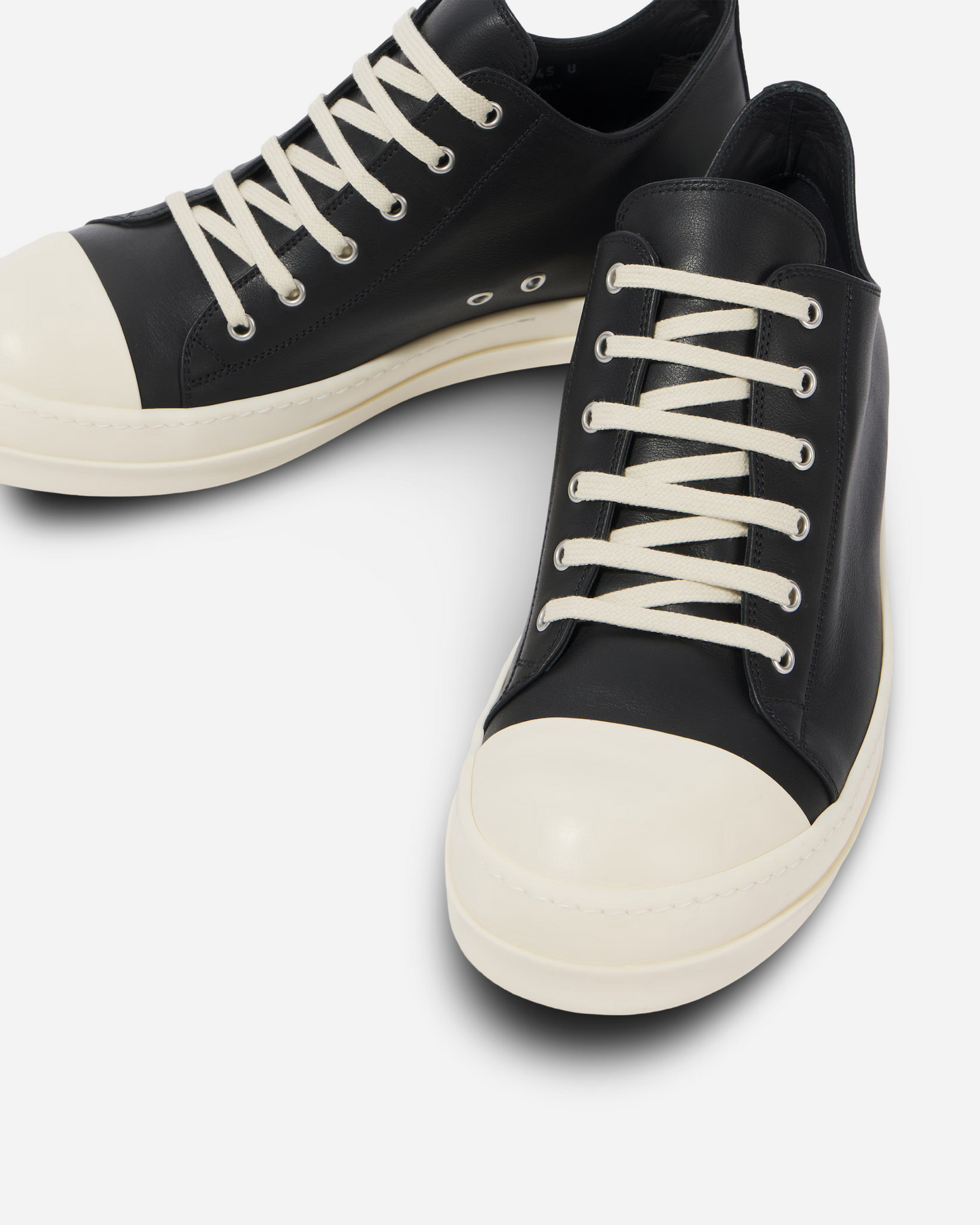 Rick Owens Mens Porterville Sneaks Low Top Leather Sneakers 'Black'