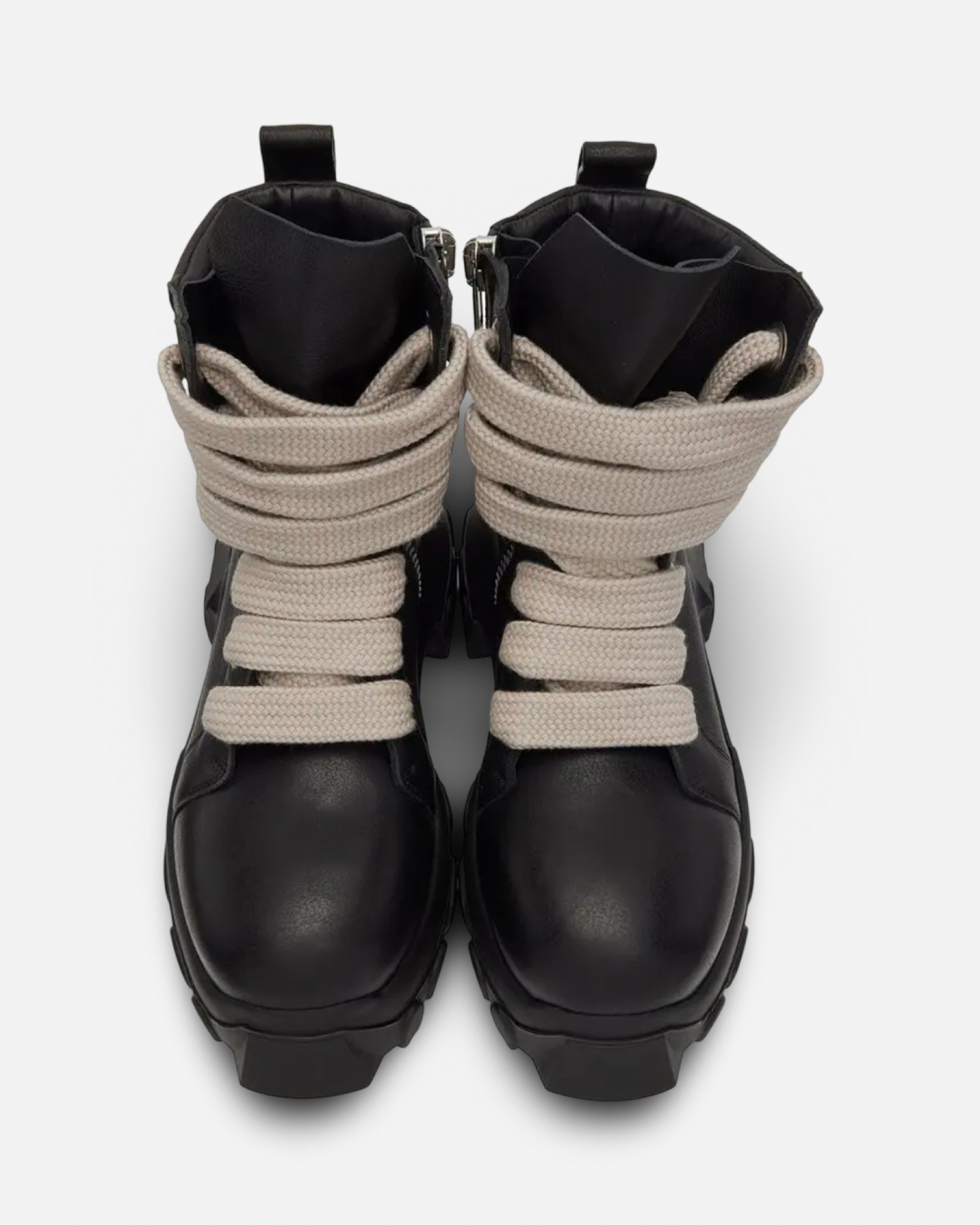 Rick Owens Off-White JumboLaced Bozo Tractor Boots In 99 Black