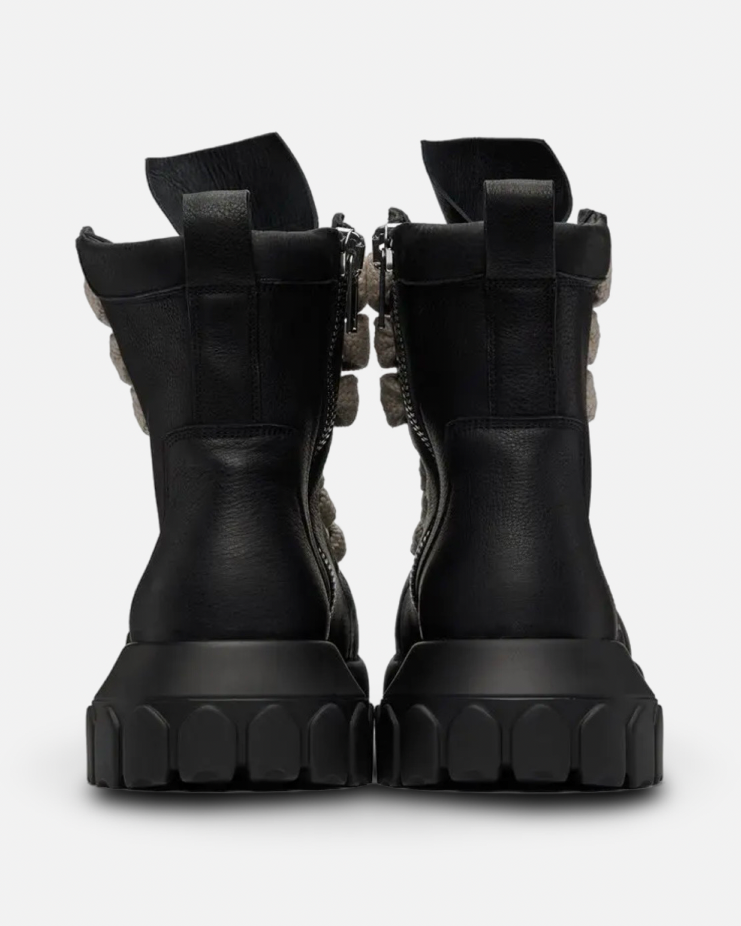 Rick Owens Off-White JumboLaced Bozo Tractor Boots In 99 Black