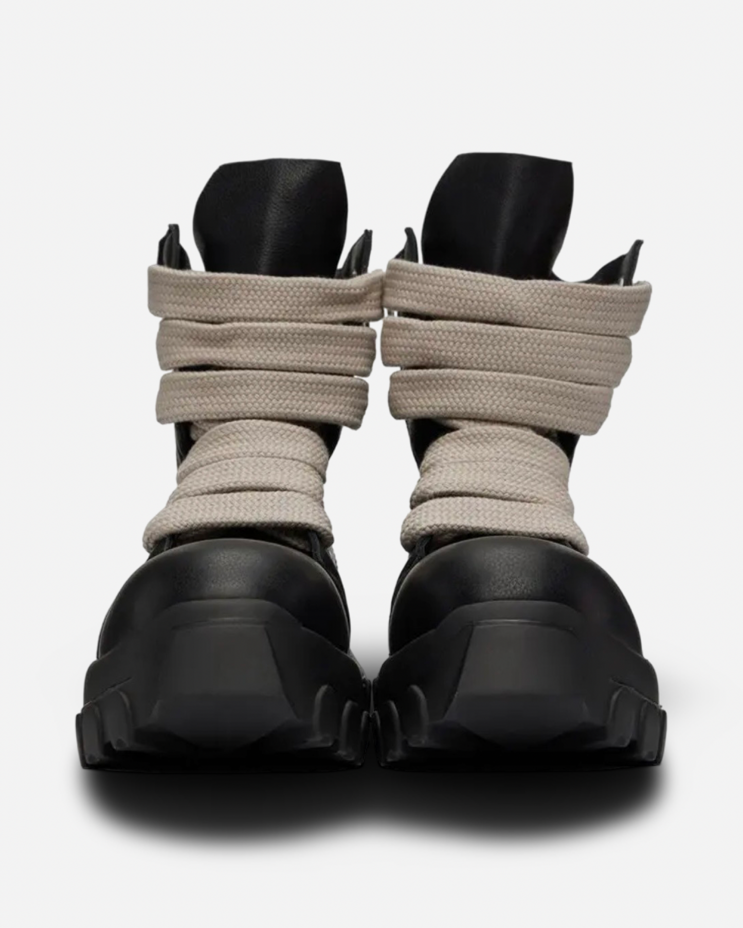 Rick Owens Off-White JumboLaced Bozo Tractor Boots In 99 Black