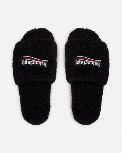 Balenciaga Political Campaign Furry Slide Sandal