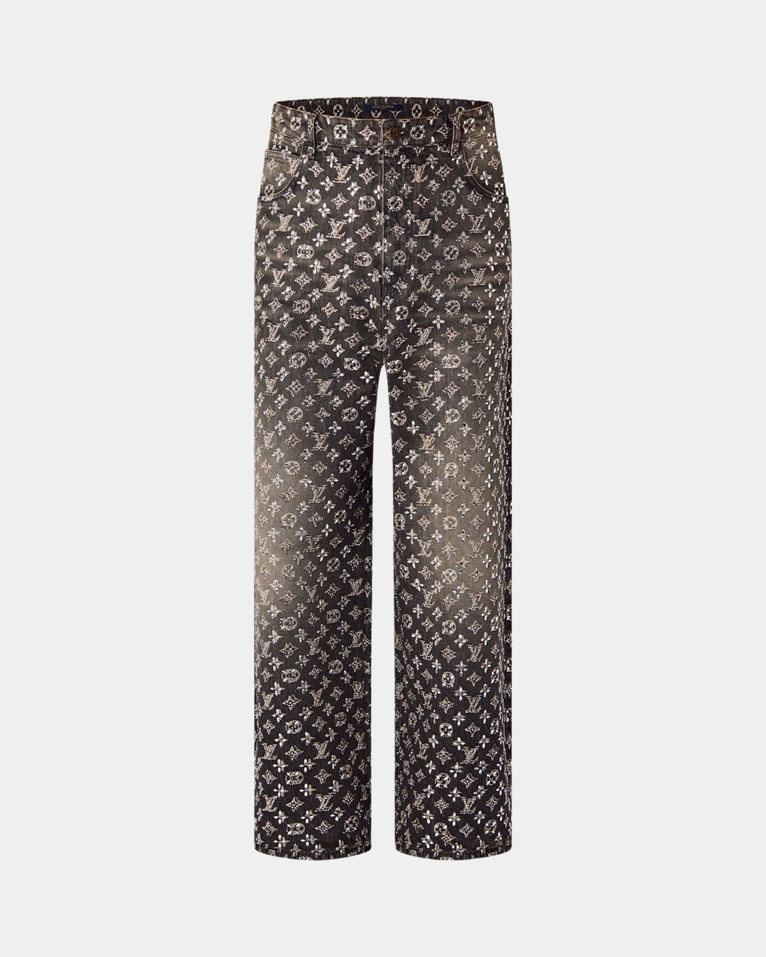 Louis Vuitton Embroidered Monogram Baggy Denim Pants - Creps City