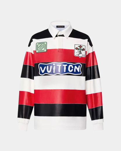Louis Vuitton Long-Sleeved Leather Intarsia Rugby Polo - Creps City