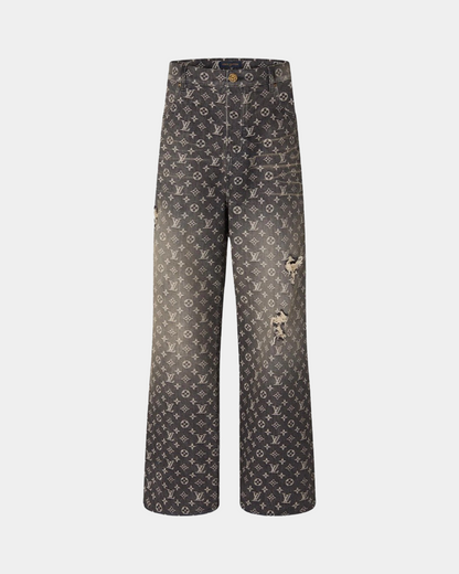 Louis Vuitton Monogram Embossed Denim Pants - Creps City