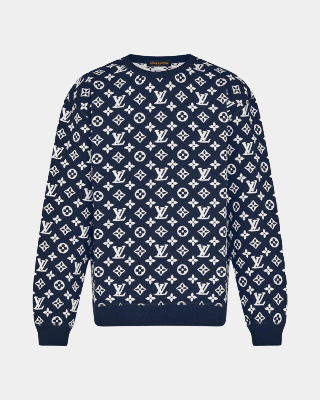 Louis Vuitton Monogram Jacquard Crewneck Navy - Creps City