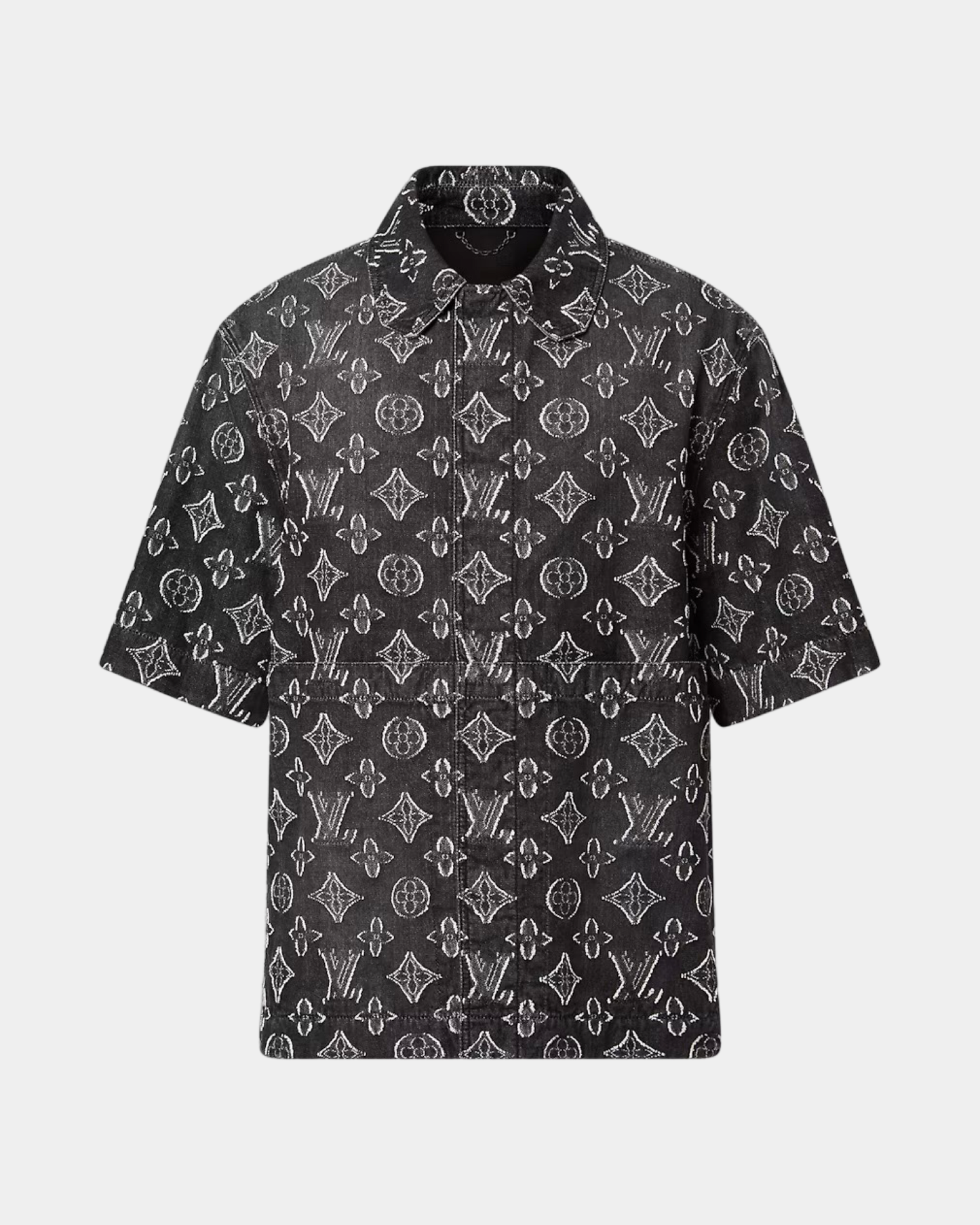Louis Vuitton Monogram Short-Sleeved Chambray Shirt Noir - Creps City