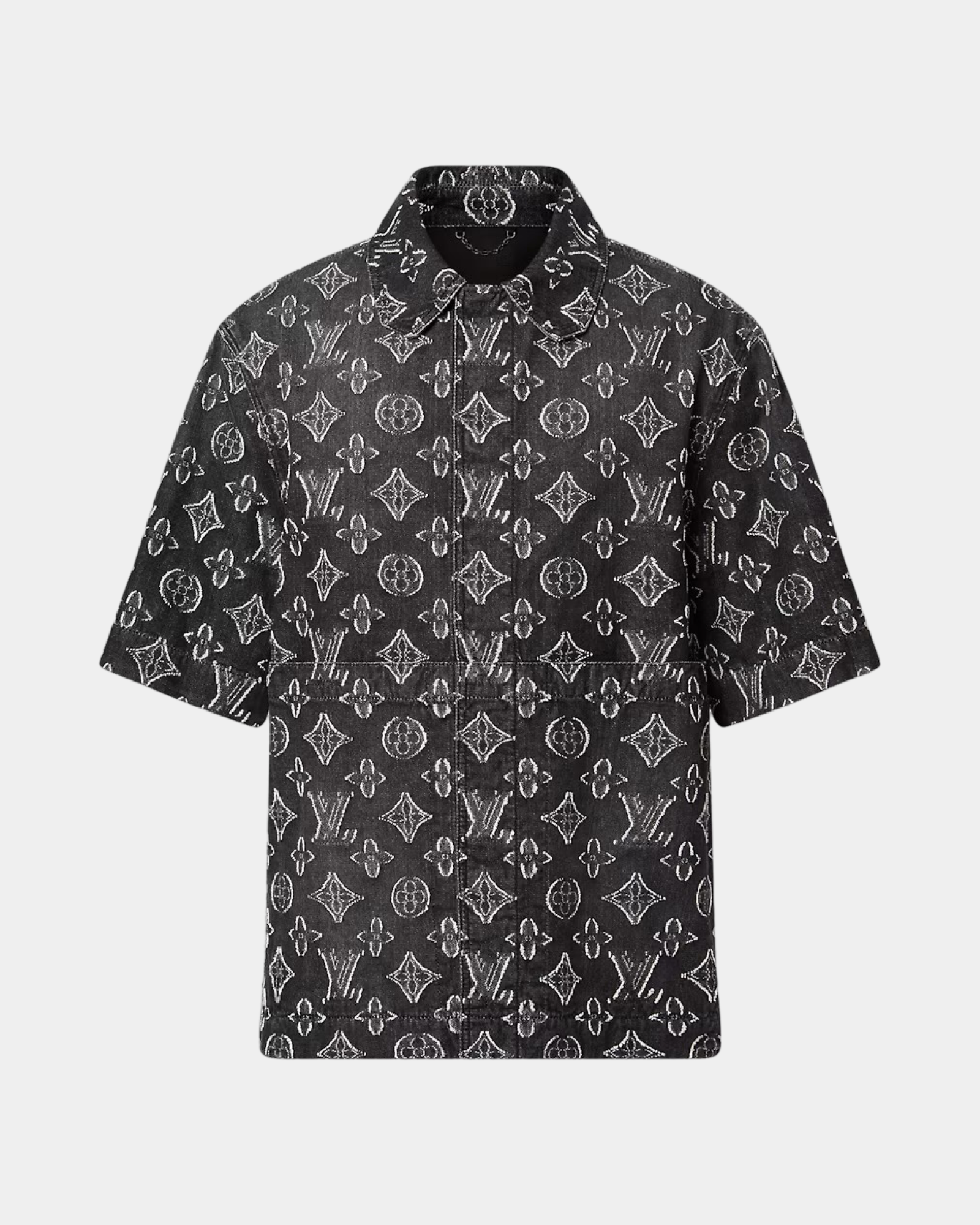 Louis Vuitton Monogram Short-Sleeved Chambray Shirt Noir - Creps City