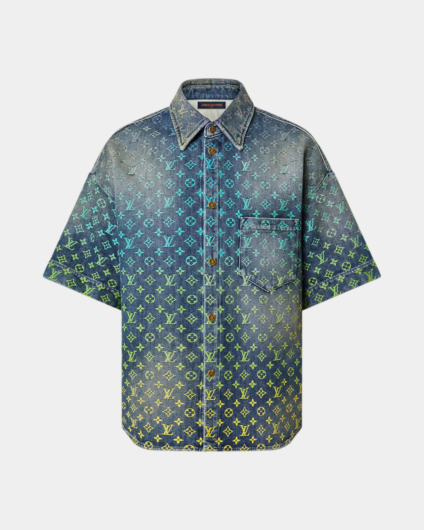 Louis Vuitton Rainbow Monogram Short-Sleeved Denim Shirt - Creps City