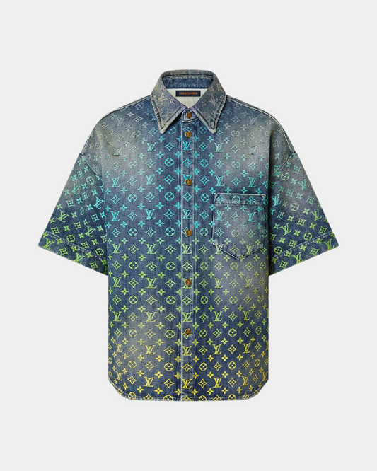 Louis Vuitton Rainbow Monogram Short-Sleeved Denim Shirt - Creps City