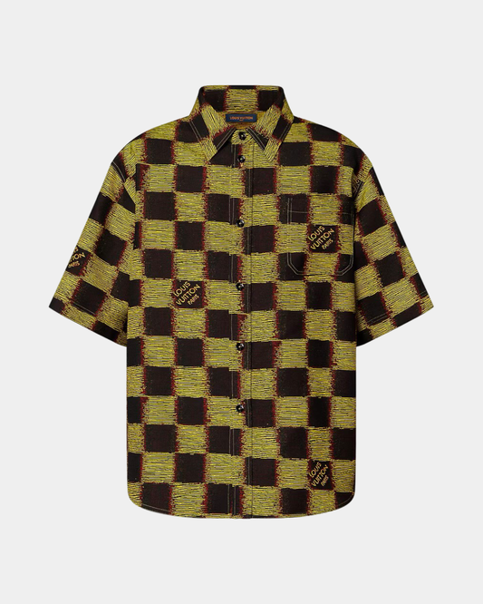 Louis Vuitton Short-Sleeved Damier Wool Shirt - Creps City