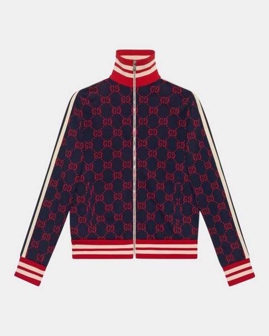 Gucci Jacquard Cotton Jacket Navy/Red - Creps City