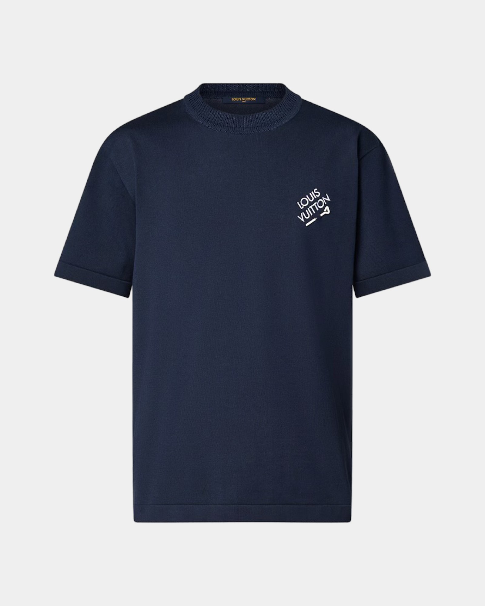 Signature Short-Sleeved Cotton Crewneck Noir Profond - Creps City